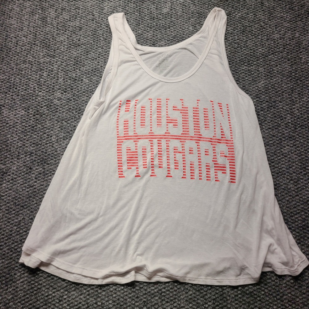 U-Trau Houston Cougars Tank Top White Red Graphic Sleeveless Medium Made in USA